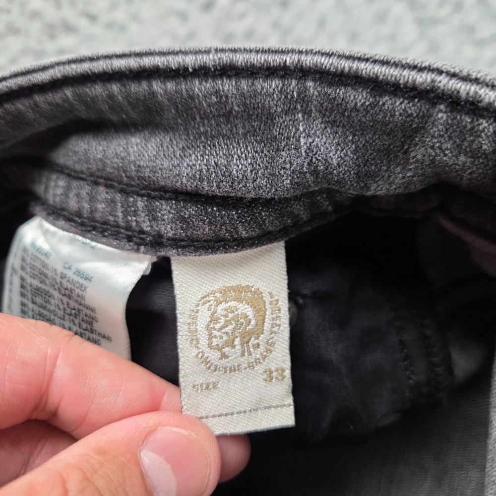 Diesel Thavar Jeans Mens 33x32 (36x26) Gray Black Slim Skinny Made‎ USA - Picture 9 of 13